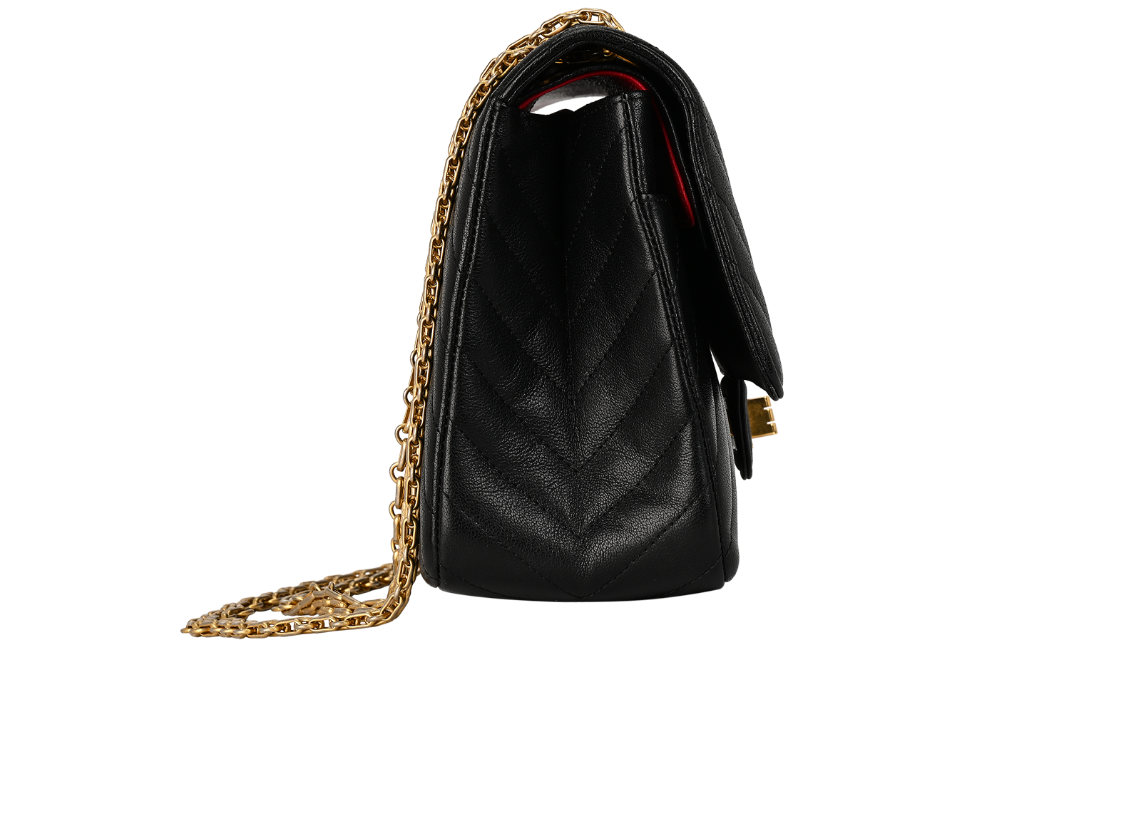 Medium 2.55 Chevron, &pound;4,100, Handbags, Black, Leather, Side view